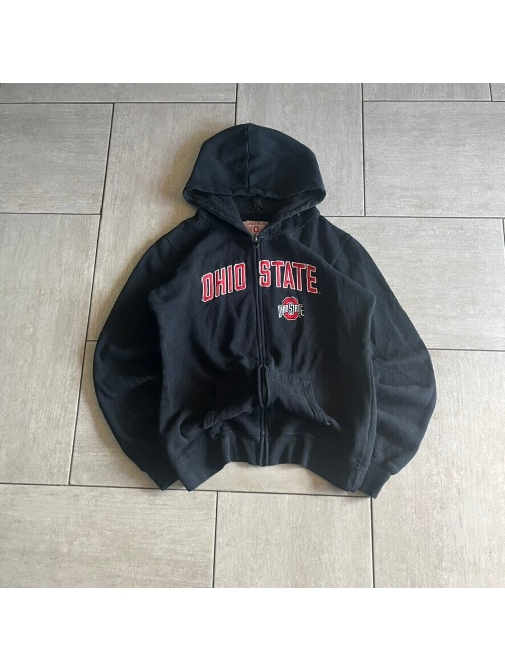 Scarlet & Gray Ohio State Full Zip Hoodie XL Black
